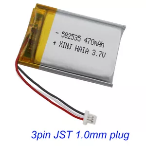 Batería de polímero Li 582535 3 pines JST-SH 1,0 mm 3,7 V 470 mAh 1,74 Wh para GPS DashCam - Imagen 1 de 3