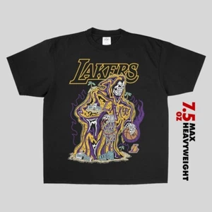 Camiseta LA X W Inspirada en Lotas Lakers Reaper Calce Relajado Shaka Wear Camiseta Pesada - Imagen 1 de 5