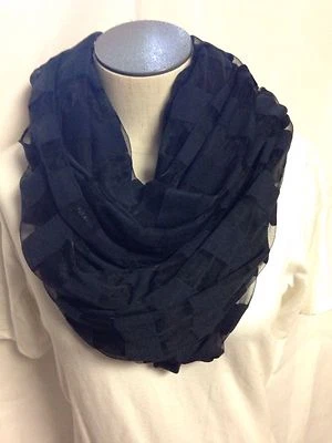 Cejon Striped Loop Scarf DW49929 Black New W/ Tags - Image 1 of 2