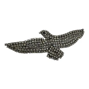 Vintage Rhinestone Bird Brooch – Sparkling Crystal Accents – 3” Wide - Picture 1 of 6