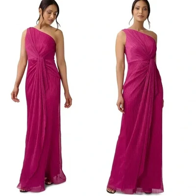 NEW Adrianna Papell AP1E208794 Women’s 6 Stardust Pleated Draped Gown MAGENTA - Image 1 of 4