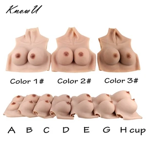 KnowU Silicone Breast Forms A-H Cup Fake Boobs Skin Texture Cosplay Transgender - Picture 1 of 37