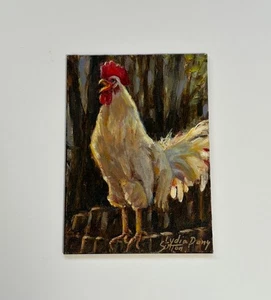 Pintura al óleo original gallo Lydia Dany Sutton Washington granja condado granja - Imagen 1 de 7