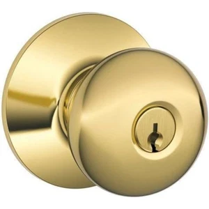 Perilla de puerta Schlage F51A PLY 605 Plymouth, cerradura de entrada con llave, latón brillante - Imagen 1 de 1