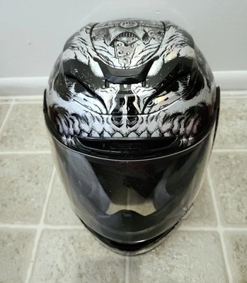 Icon Airmada Bioskull Chrome Motorcycle Helmet Size 2XL Rare - Image 1 of 4