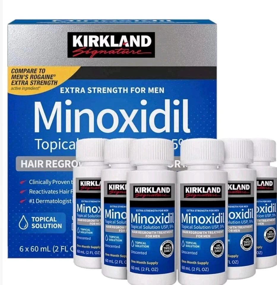 Kirkland Minoxidil 5% Extra Strength Men 6 Month Supply Hair Regrowth Solution - Image 1 of 4