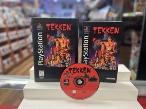 Tekken Sony PlayStation PS1 Caja Larga Etiqueta Negra Raro Cartón Con Manual - Imagen 1 de 7