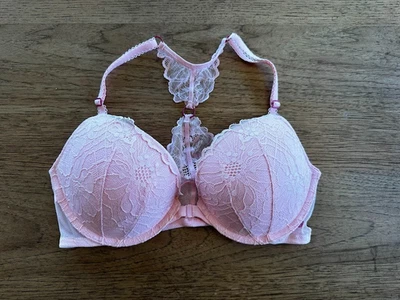 Victoria's Secret Pretty Blossom Pink Lace 34A Sexy Tee Push Up Front Close Bra - Image 1 of 2