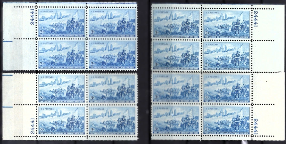 1951 Landing of Cadillac U.S. Stamp – #1000  MNH • Four-Corner Plate Block Set - Image 1 of 1