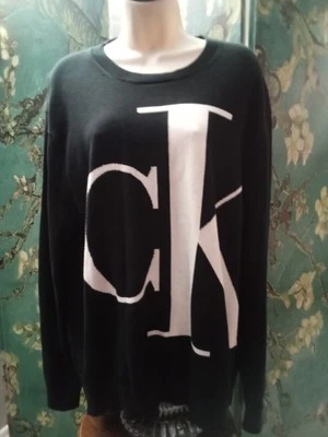 Calvin Klein Women's Monogram Logo Pullover Black & White Sweatshirt Size XL - Image 1 of 4