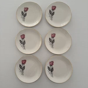Vintage Swinnertons England Six Entre Plates Rose Pattern Very Good Condition - Picture 1 of 12