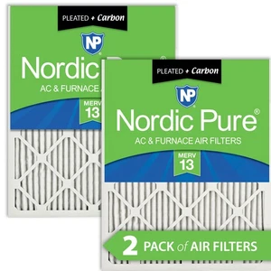 12x12x1 (11_3/4x11_3/4) Pleated Air Filters MERV 13 Plus Carbon 2 Pack - Picture 1 of 7