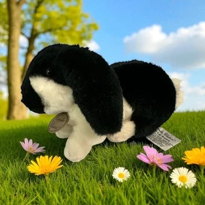 Russ Berrie Yomiko Lop Ear Bunny Black & White 9.5” NWT - Picture 1 of 6
