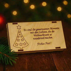 Geschenkidee süße Weihnachtsfreude Holzkiste für Schokolade und Geld - Bild 1 von 34