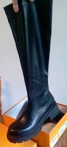 New in Box  Ladies Tall Black Chunky Sexy Knee Boots Size Women's US 13 Euro 43 - Picture 1 of 12