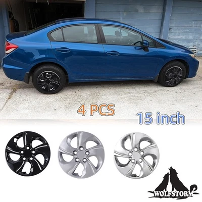 Juego de 4 tapacubos de 15 pulgadas para Honda Civic 2013-2015 cubierta de llantas perno en R15  Foto 1 de 4