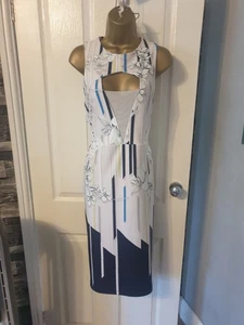 NEXT Bodycon midi Dress, mesh insert Sleeveless,Back Zip Detail, Size 14 - Picture 1 of 3