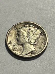 Moneda de diez centavos Mercury 1937-S/plata/F #11349-2 - Imagen 1 de 2