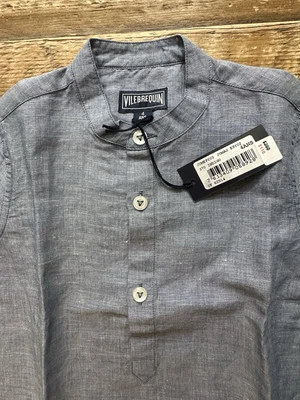 NUEVO CON ETIQUETAS Auténtica Camisa Vilebrequin Manga Larga Lino Algodón Azul Índigo Playa 4 años Foto 1 de 4