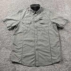 Wrangler Shirt Men Medium Gray Plaid Button Snap All Terrain Gear Hiking Outdoor - Picture 1 of 14