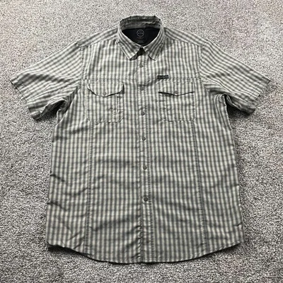 Wrangler Shirt Men Medium Gray Plaid Button Snap All Terrain Gear Hiking Outdoor - Image 1 of 4