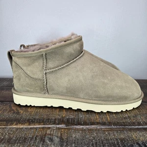 UGG Classic Ultra Mini Mens Size 10 Slip On Shoes Boots Olive Green Fur Lined - Picture 1 of 11
