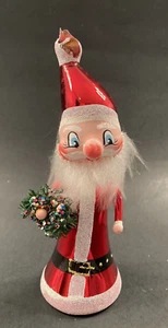 De Carlini VTG Italian Blown Glass Santa w/Wreath Christmas Ornament Italy READ - Picture 1 of 9