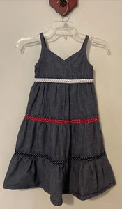 Crazy 8 Girls Size 6 Red, White, Blue Sleeveless Flowy Denim Cotton Dress! A6034 - Picture 1 of 5