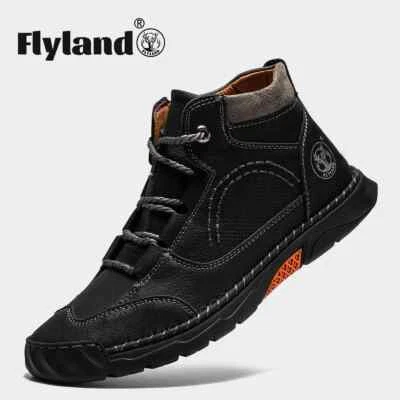 Classical Men Leather Casual Shoes Soft Breathable Ankle Boots Handmade Sneakers - Image 1 of 4