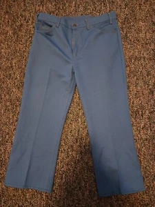 Vintage LEVIS Orange Tab 520 Blue Polyester Pants 36x31 Hemmed To 24" 70s 80s - Picture 1 of 14