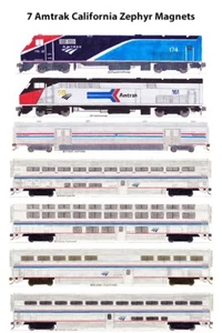 Amtrak California Zephyr 7 magnets by Andy Fletcher - Picture 1 of 1