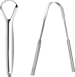 2 Pack Stainless Steel Tongue Cleaner Scraper for Dental Care Hygiene Oral Mouth - Picture 1 of 6