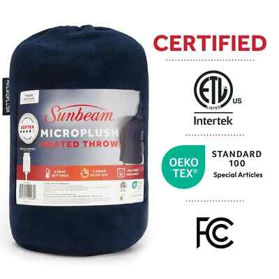 Sunbeam Throw Microplush, 4 Heat Settings, 4-Hour Auto Shut-Off, Electric Heated - Image 1 of 4