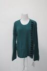 Style & Co Sweater Velvet Laceup Pullover Green M
