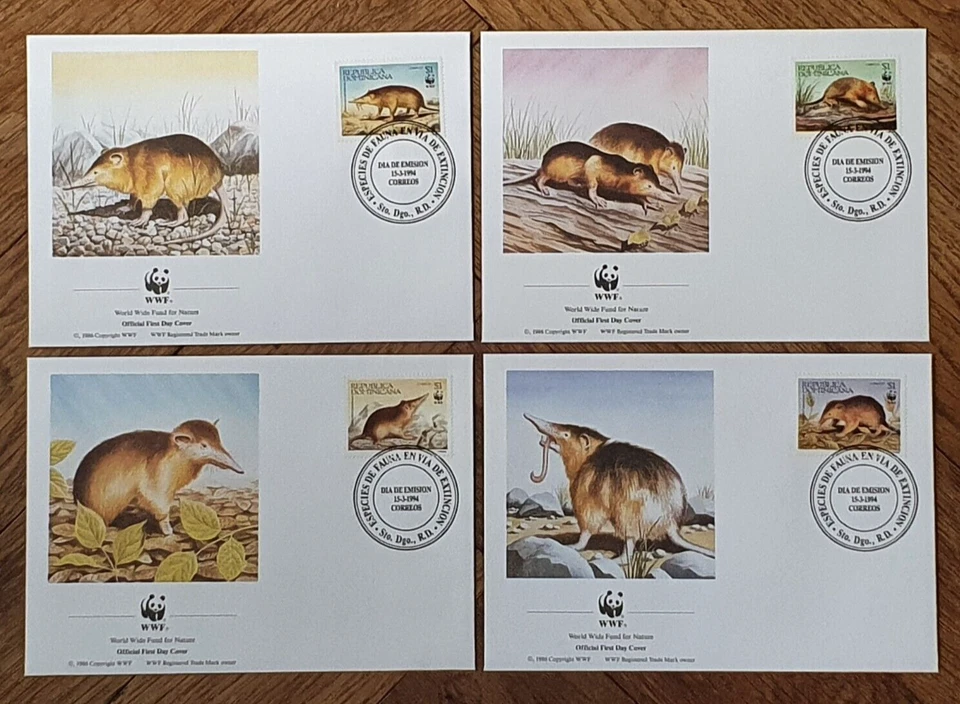 1994 REP DOMINICANA SET WWF WILD ANIMALS SOLENODON PARADOXUS INSECTIVORE FDC - Image 1 of 1