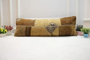 Handmade Patchwork Design Rug Pillow, 12x36 inc Long Lumbar Pillow Case, Home - Picture 1 of 10