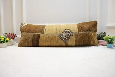 Handmade Patchwork Design Rug Pillow, 12x36 inc Long Lumbar Pillow Case, Home - Image 1 of 4