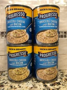 4 CANS Progresso Rich & Hearty Broccoli Cheese with Bacon Soup 18 oz Can - Picture 1 of 7