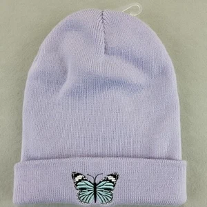 Cappello berretto Claire's maglia viola farfalla OS donna nuovo con etichette - Foto 1 di 4