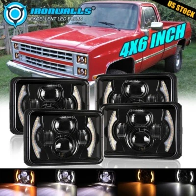 Faros LED de haz alto/bajo DRL de 4x6 pulgadas para Toyota Land Cruiser 1988 1989 1990 Foto 1 de 4