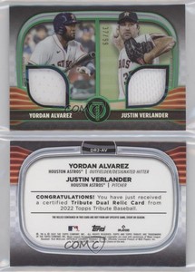 2022 Tribute Dual Relics 2 Player Green /99 Justin Verlander Yordan Alvarez