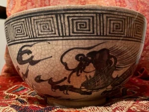 Antike chinesische Swatow Ware Crackle Glasur Schale - Bild 1 von 11
