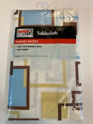 Family Chef  100% ECO Friendly PEVA Flannel Backed Tablecloth 52" x  90” NIP F/S - Image 1 of 3