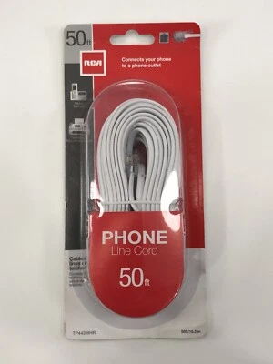 RCA 50' White Telephone Line Cord TP443WHR Phone Fax Machine White  - Image 1 of 2