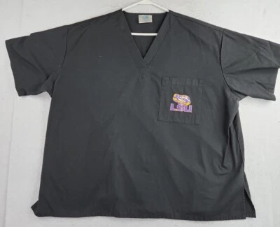 LSU Logo Black  Medical Dental Scrub Top Mens 3XL - Image 1 of 4