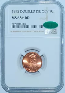 1995 NGC MS68+RD CAC FS-101 Red DDO Doubled Die Obverse Lincoln Cent - Picture 1 of 5