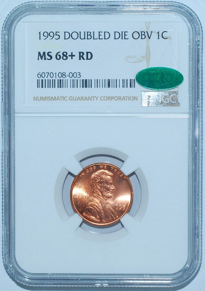 1995 NGC MS68+RD CAC FS-101 Red DDO Doubled Die Obverse Lincoln Cent - Image 1 of 4