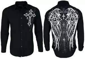 Xtreme Couture by Affliction Men's Button Down Shirt Darkness Black Biker S-2XL - Picture 1 of 9