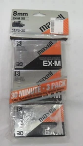 NEW 3 Pack Maxell 8mm EX-M 30 Video Cassettes - Camcorder Tapes - - Picture 1 of 3