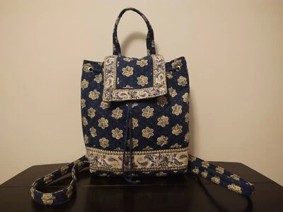 Americana By SHARIF Quilted Backpack Floral Paisley Print Drawstring and Snap  - Image 1 of 4